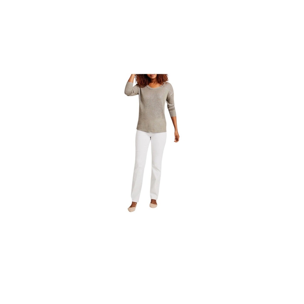 NIC+ZOE Womens Polished Wonderstretch Pull On Paper White Straight‎ Leg Pants  4